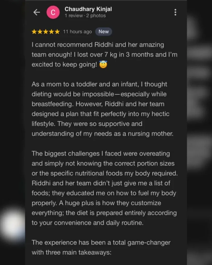 Google review screenshot - Kinjal Chaudhary