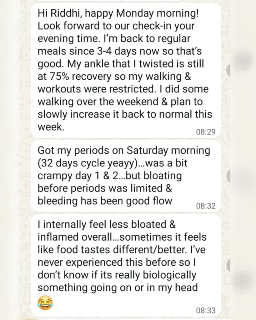 Khyati Patel, Message from the client (Menstrual health & balance)