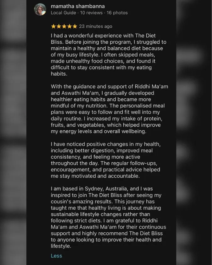 Google review screenshot - Shambanna Mamatha