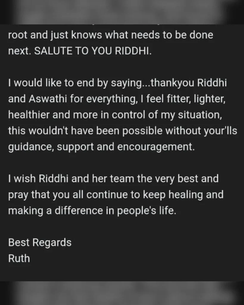 Ruth Storey, client review screenshot